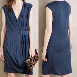 Anthropologie HD in Paris Brynn Wrap drape Dress blue gray pullover lagenlook XL